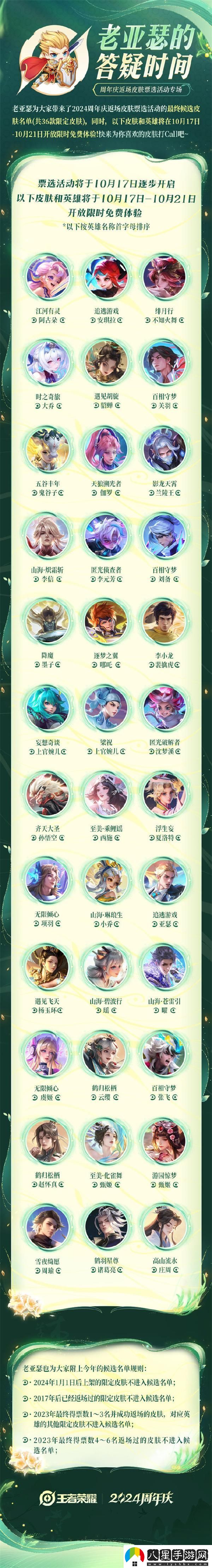 王者榮耀2024周年慶皮膚返場票選活動怎么參加2024周年慶皮膚返場票選活動參加方法